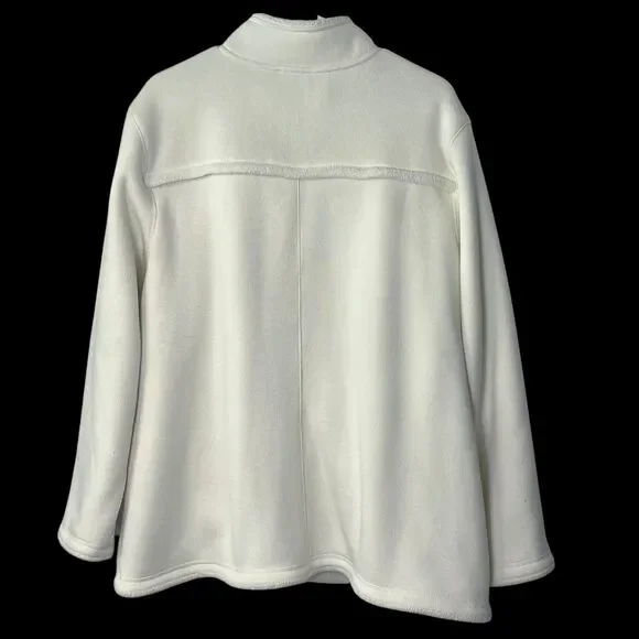 T by Talbots Women's 3X Creamy Fleece Jacket Full Zip Mock Neck Cozy Comfy - Picture 2 of 10